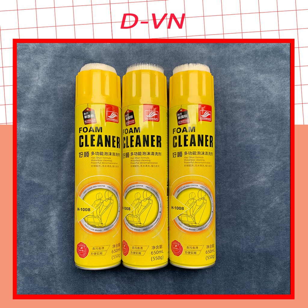 Bộ 2 Chai Xịt Bọt Đa Năng Vệ Sinh Ghế Da, Ghế Nỉ, Ghế Vải, Nội Thất Ô Tô Foam Cleaner D-VN