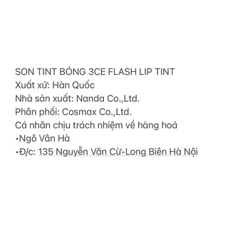 [3CE]SON TINT BÓNG 3CE FLASH LIP TINT