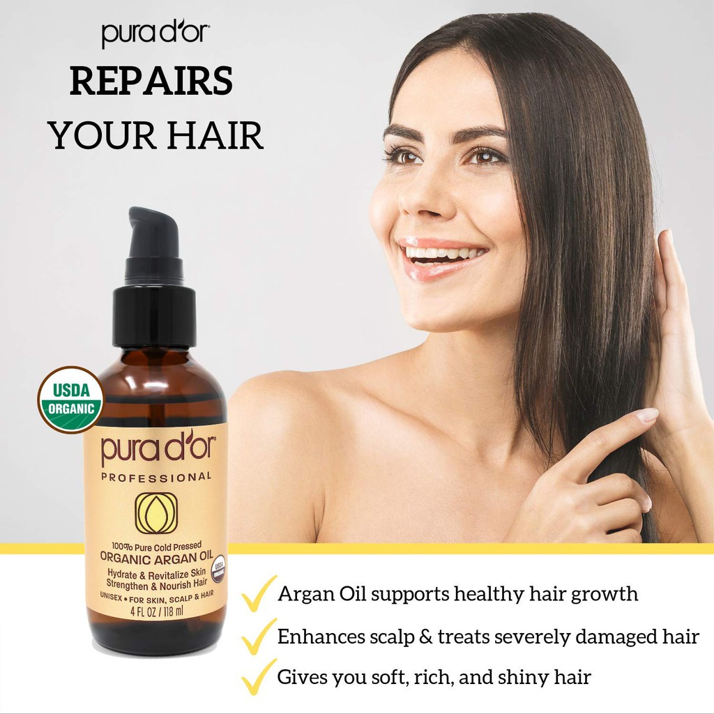 Tinh dầu  Argan dưỡng tóc_PURA D'OR Organic Moroccan Argan Oil | BigBuy360 - bigbuy360.vn