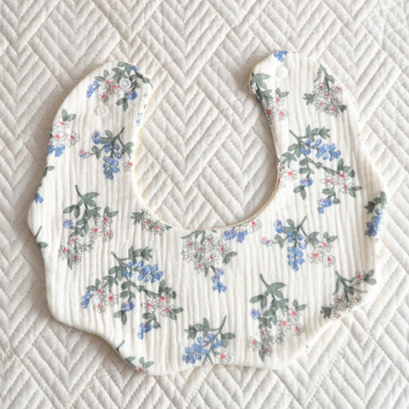 Yếm Ăn Cotton 5 Lớp Mềm Mại Thấm Hút Tốt Hình Bông Hoa Xinh Xắn