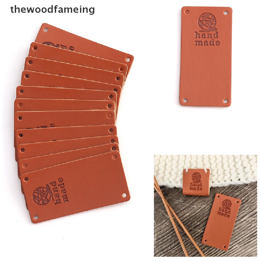 Set 20 thẻ tag bằng sợi tổng hợp in chữ Handmade with Love dùng để may vá đồ da thủ công tự làm