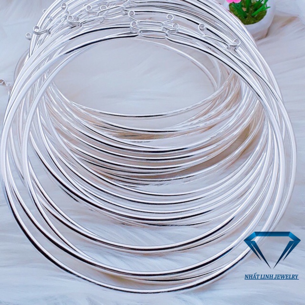 Kiềng cổ trơn chuẩn bạc ta sáng đẹp - Kho sỉ bạc Nhất Linh