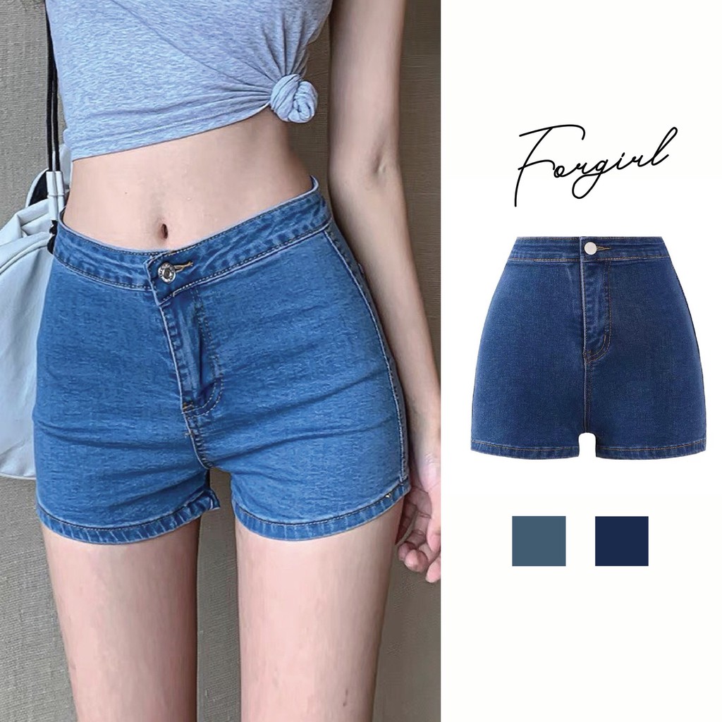 Quần short bò cạp cao ôm body tôn dáng quần jeans nữ phong cách mới