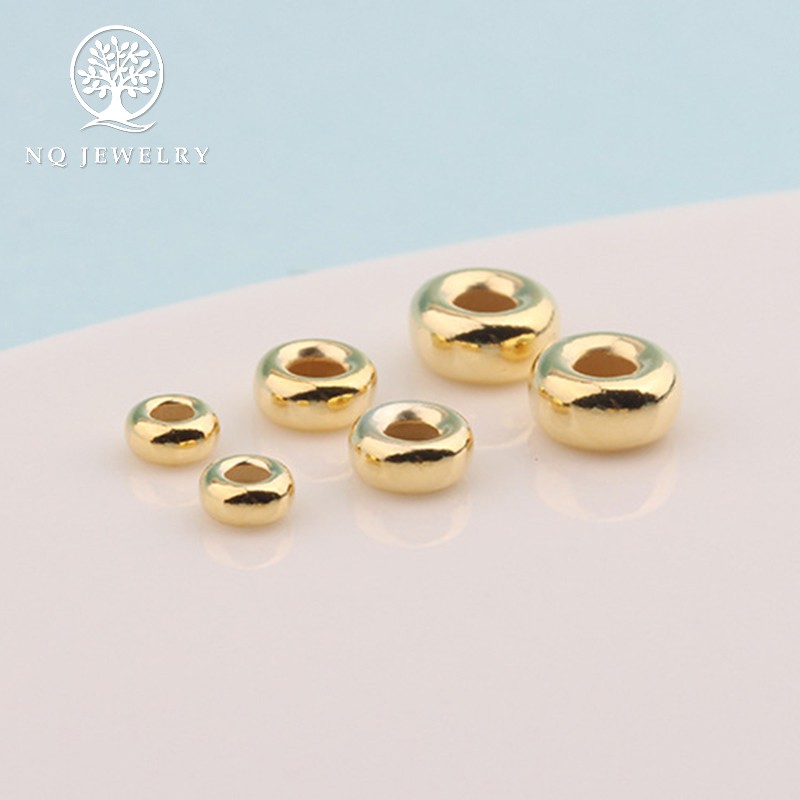 Combo 10 charm bi bạc mạ vàng hạt dẹp, hạt cườm - NQ Jewelry