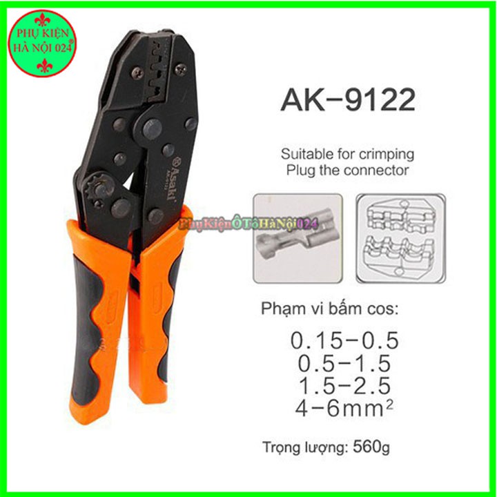 Kìm Bấm Cos Asaki AK-9123 Đầu Cos 0.5-6mm2