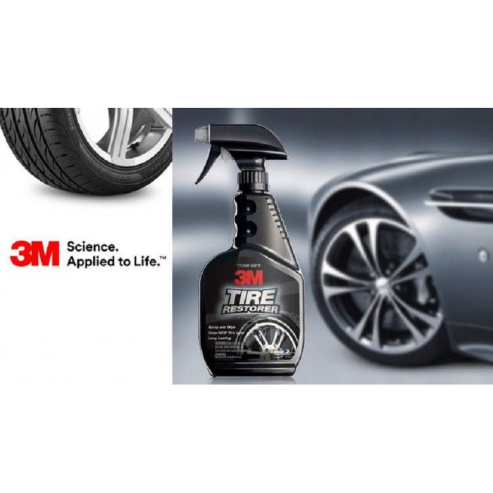 Chai xịt chăm sóc lốp phục hồi cao su - 3M Tire Restorer PN39042 473ml (Đen) + Tặng kèm khăn 3M