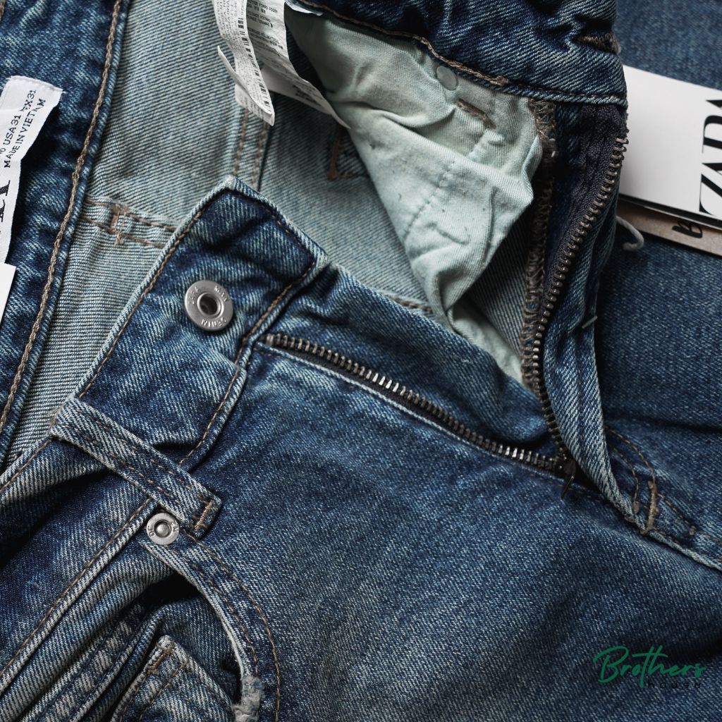 Quần jean nam xanh rách gối cực bụi, co giãn bao tốt