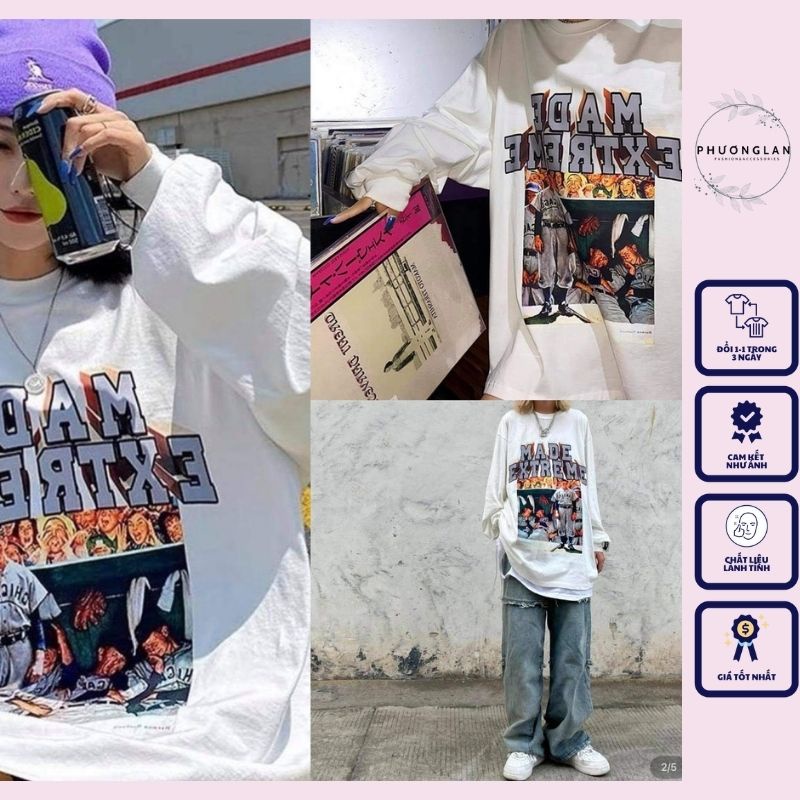 Áo sweater Áo nỉ bông dài tay tay bồng form rộng unisex ulzzang PHULA [FREESHIP]