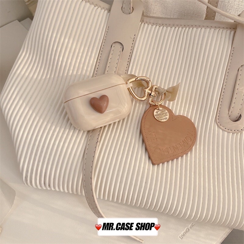 Case Airpods 1/2 /Pro Vỏ Ốp Tai Nghe Hình Tim Silicon Kèm Móc Khoá Tim  - Mr.Case AirPods