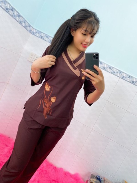 Áo lam đi chùa,đồ bộ đi chùa .tim bầu