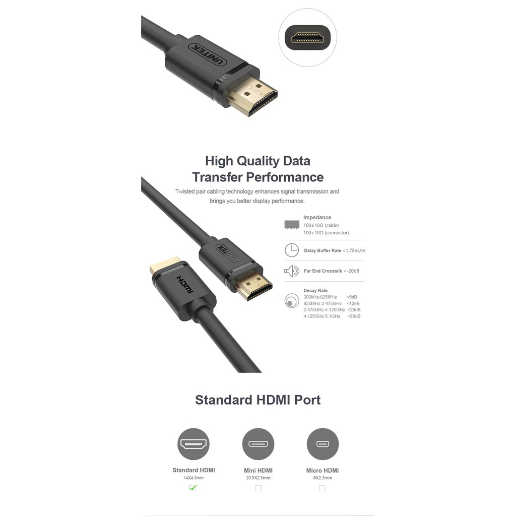 Cáp HDMI Unitek Ultra 4K chính hãng 1M5-3M-5M