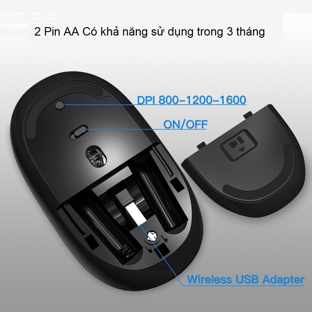 Chuột máy tính không dây chính hãng HP S1500 dùng pin tiện lợi