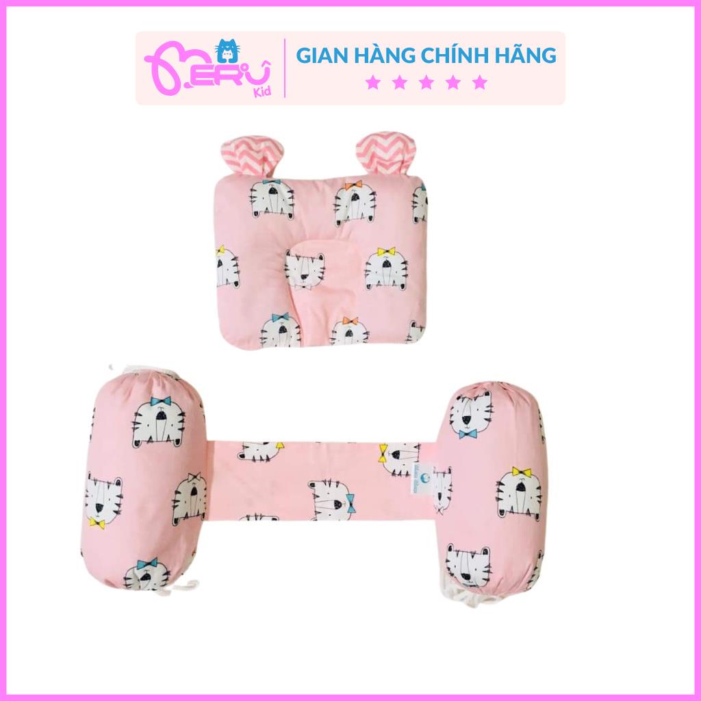 Bộ chặn và gối lõm đầu vỏ đỗ hàng cao cấp cho trẻ sơ sinh - Meru Kids