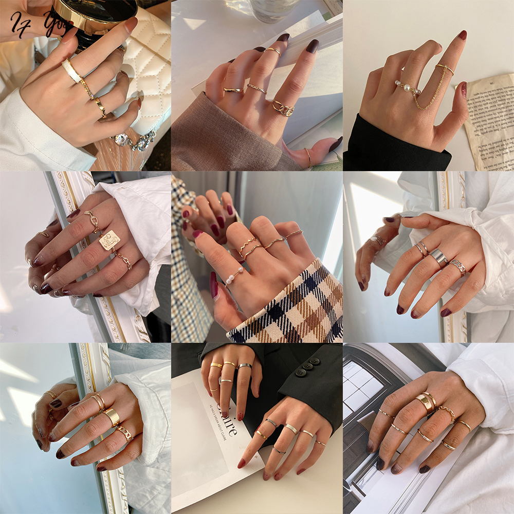 Bộ nhẫn AY đính ngọc trai giả thời trang sang trọng dành cho nữ