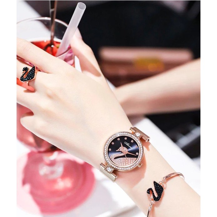 Đồng hồ nữ dây kim loại Aborni Swan