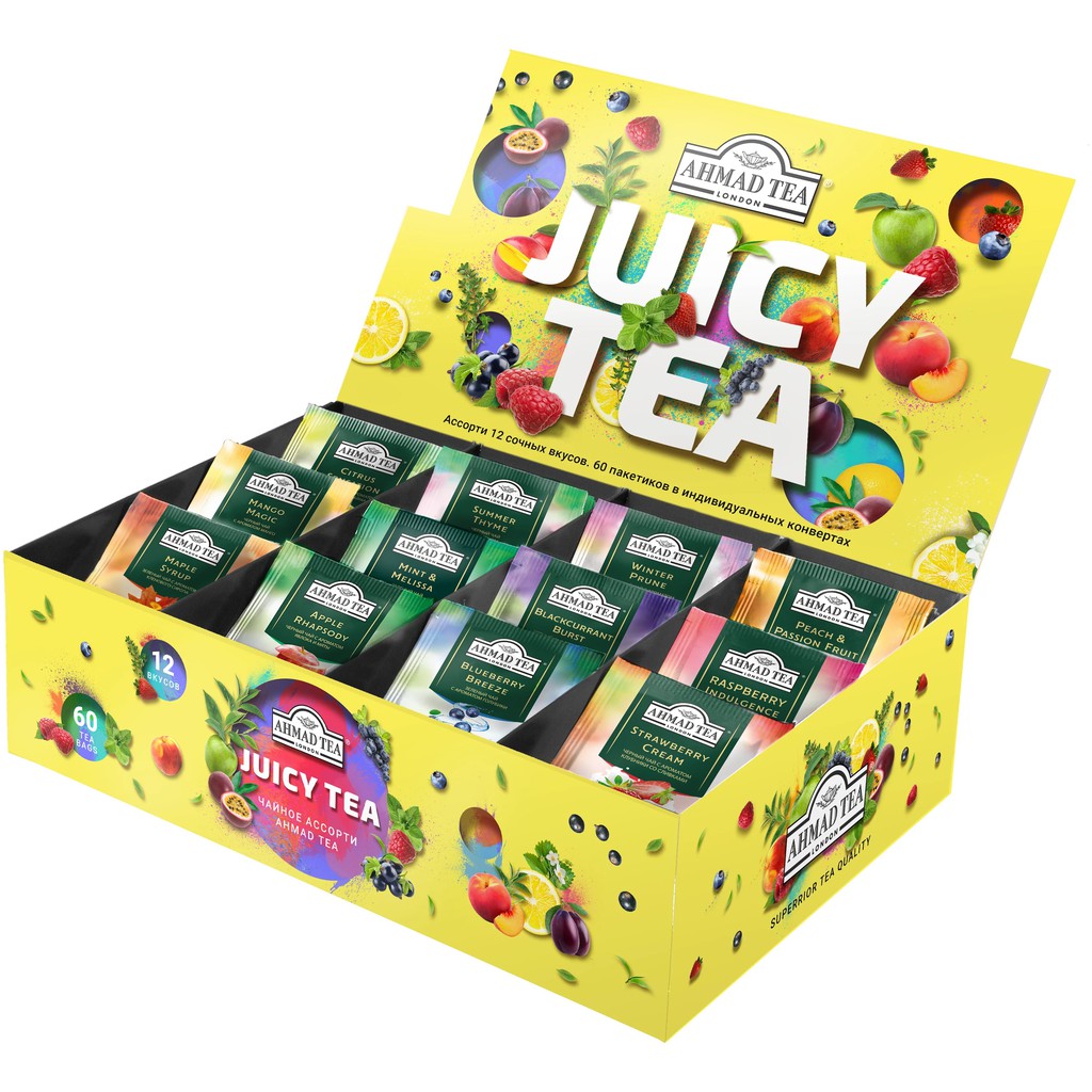 Hộp quà - Hộp trà Ahmad Juicy Tea 12 vị 60 gói