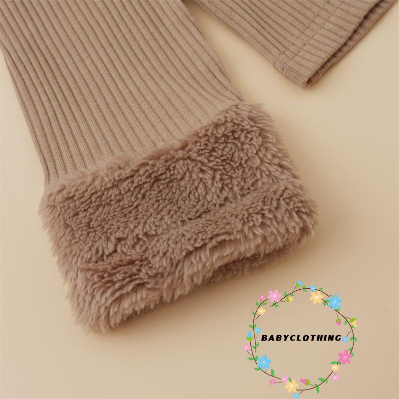 Bộ áo khoác dệt kim tay dài đính nút + quần dài lưng cao co giãn tốt thời trang cho bé