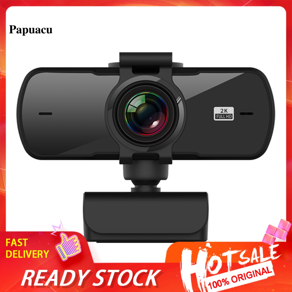 Camera xoay 360 độ kèm micro 2K cho máy tính