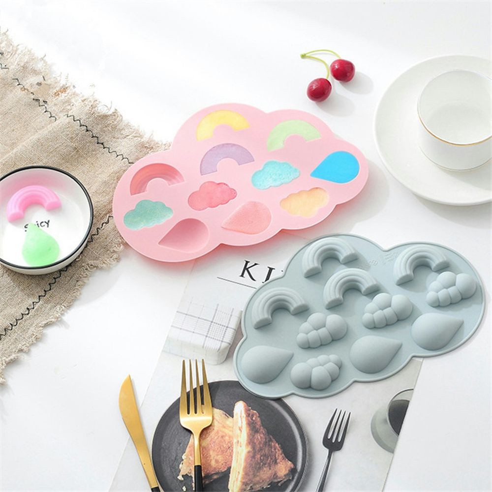 Khuôn làm đá / thạch / sô cô la hình cầu vồng / đám mây / cầu vồng 3d nhiều màu sắc diy