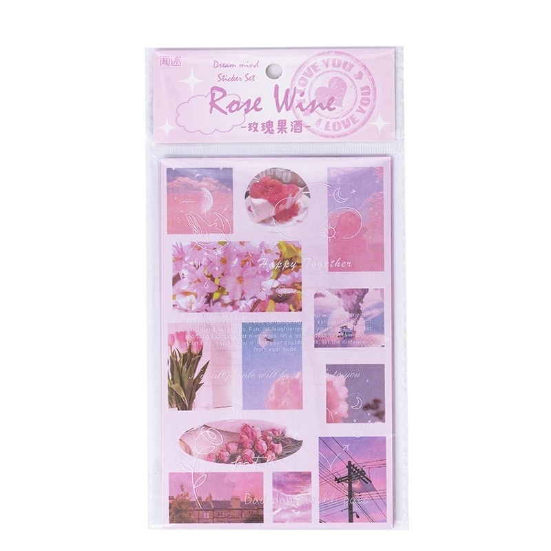 Túi 6 miếng dán trang trí sổ tay họa tiết lãng mạn