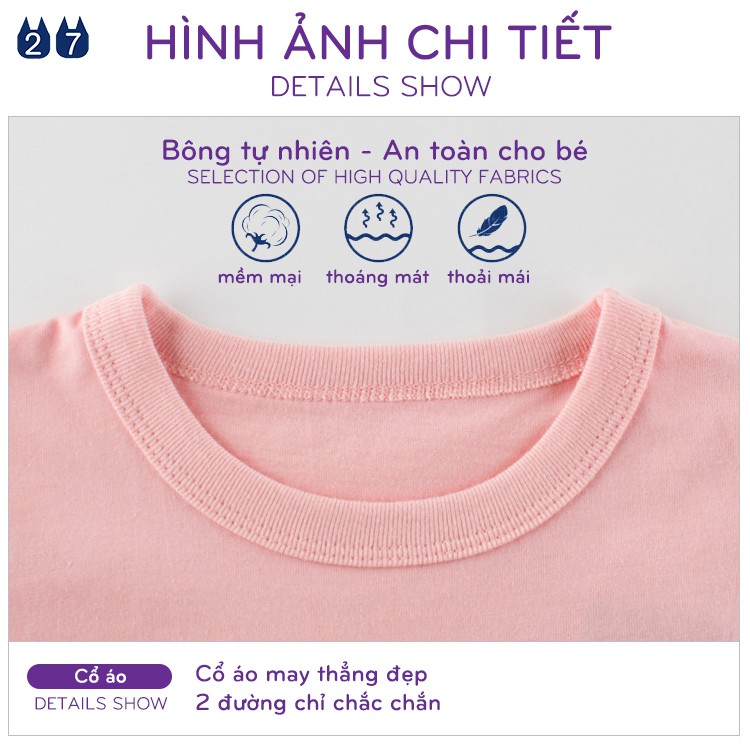 Áo bé gái 27HOME áo cotton cộc tay cho bé in hình đáng yêu mẫu mới 2021