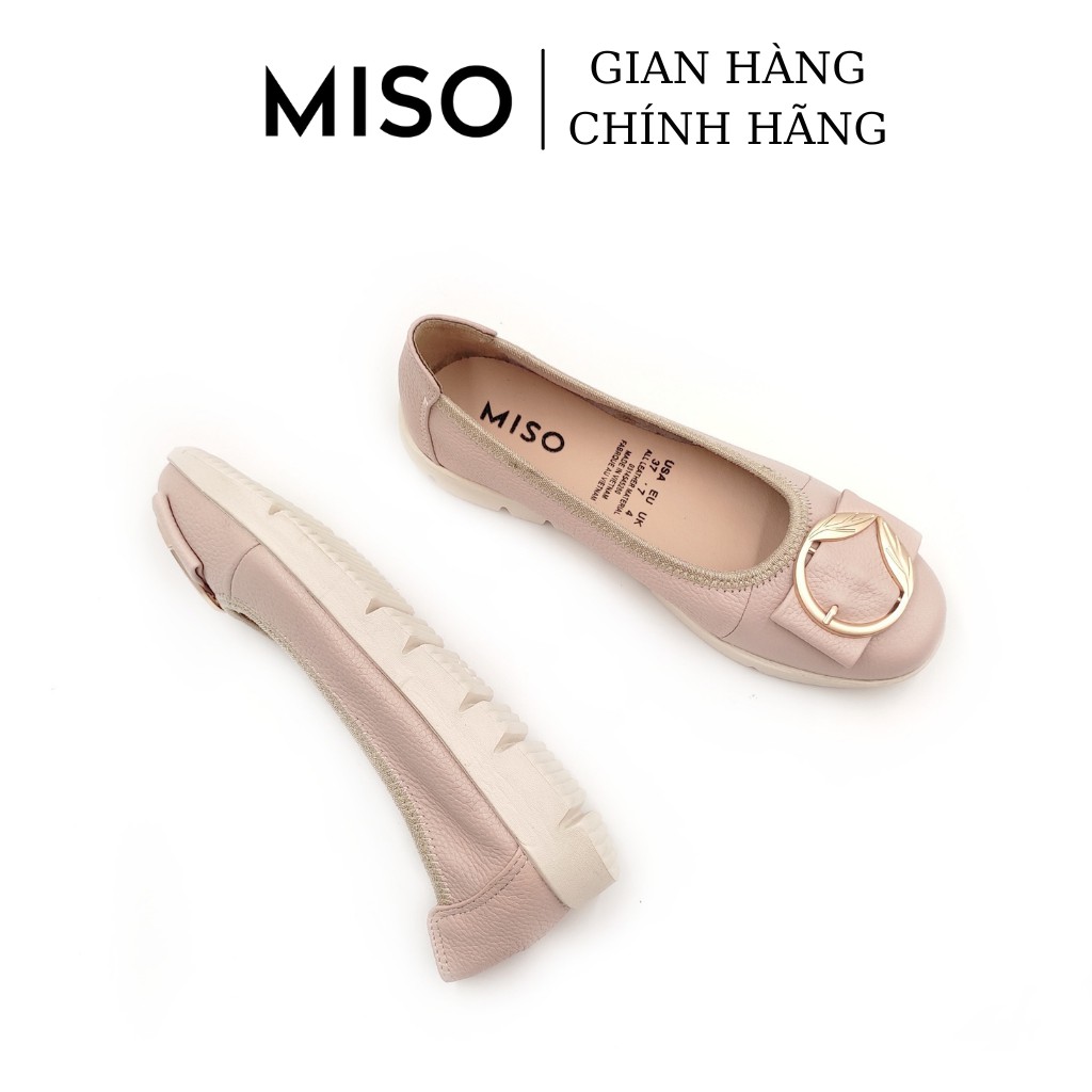 Giày búp bê nữ mũi tròn basic da thật êm mềm phối khoá độc đáo đi làm đi chơi MISO M020