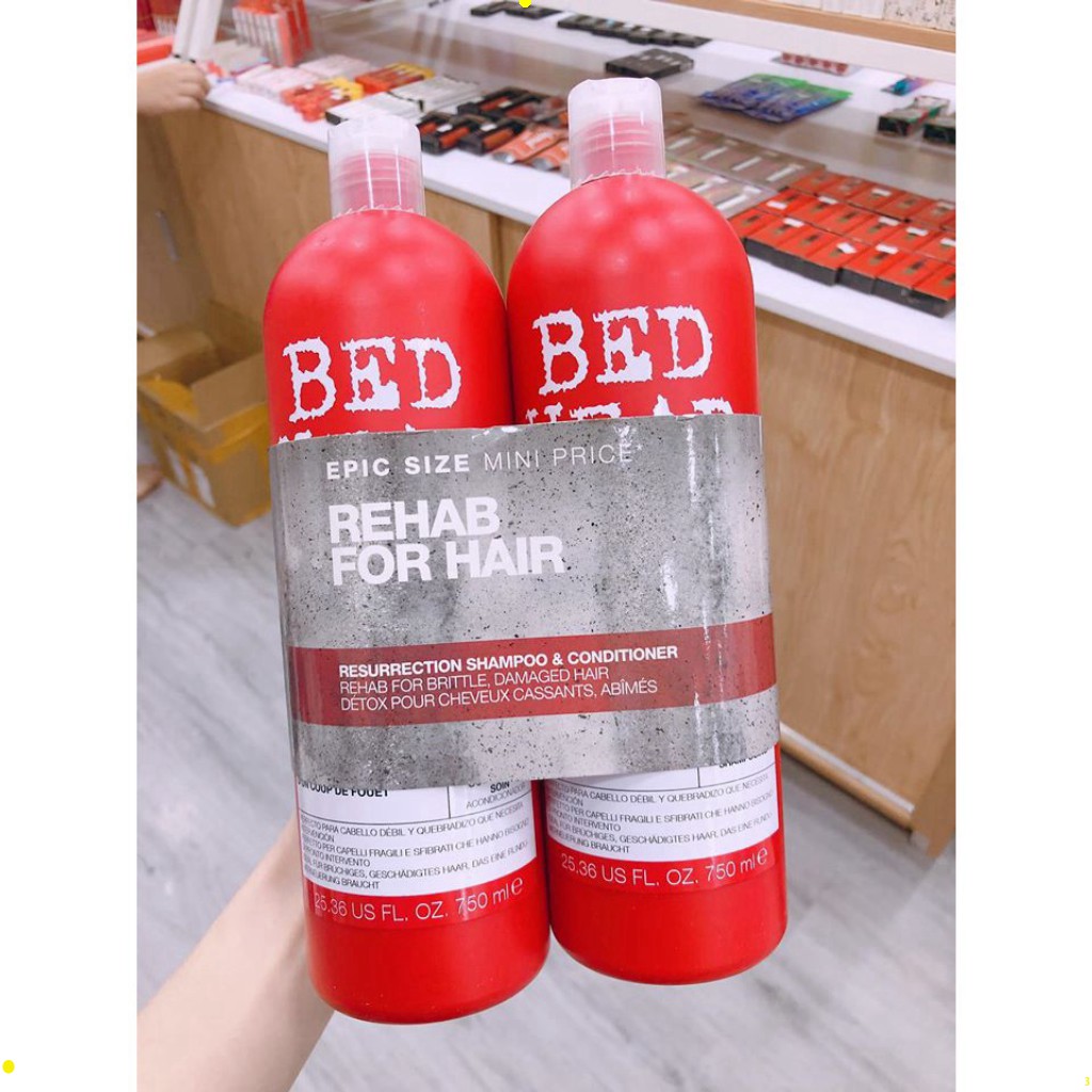 [cặp gội xả] dầu gội xả tigi đỏ bed head dành cho tóc hư tổn, làm thơm tóc, mang lại sự mượt mà, cặp dầu phục hồi tóc xơ