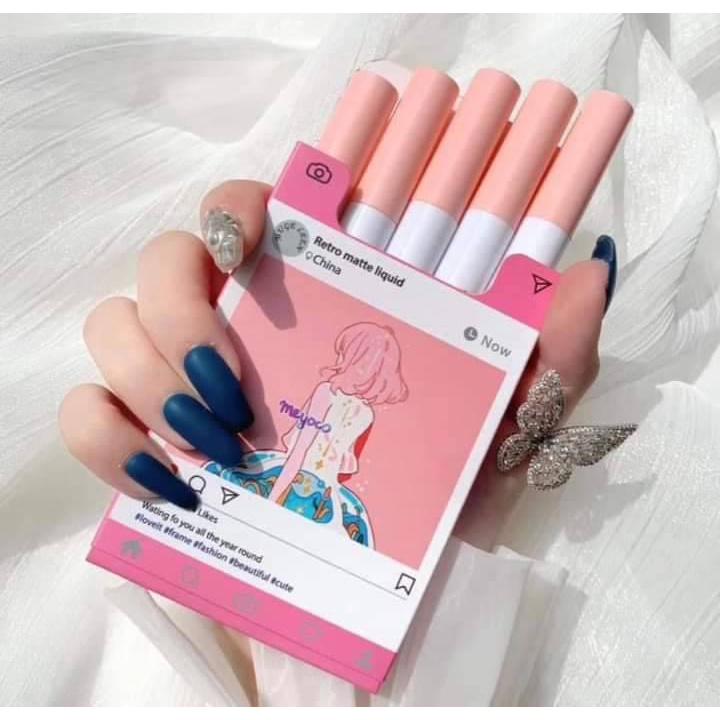 [ Siêu hót ] Set Son 5 Cây Muge Leen Cô Gái Meyoco Retro Matte Liquid - ZADOLA FASHION
