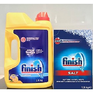 Combo Bột rửa bát finish 2,5kg+Muối rửa bát finish1.5kg dùng cho Máy rửa bát