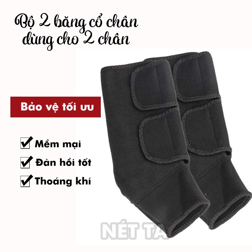 Bộ 2 băng bảo vệ cổ chân, mắt cá thông minh, khóa zip tiện lợi, thoáng khí (Màu đen)