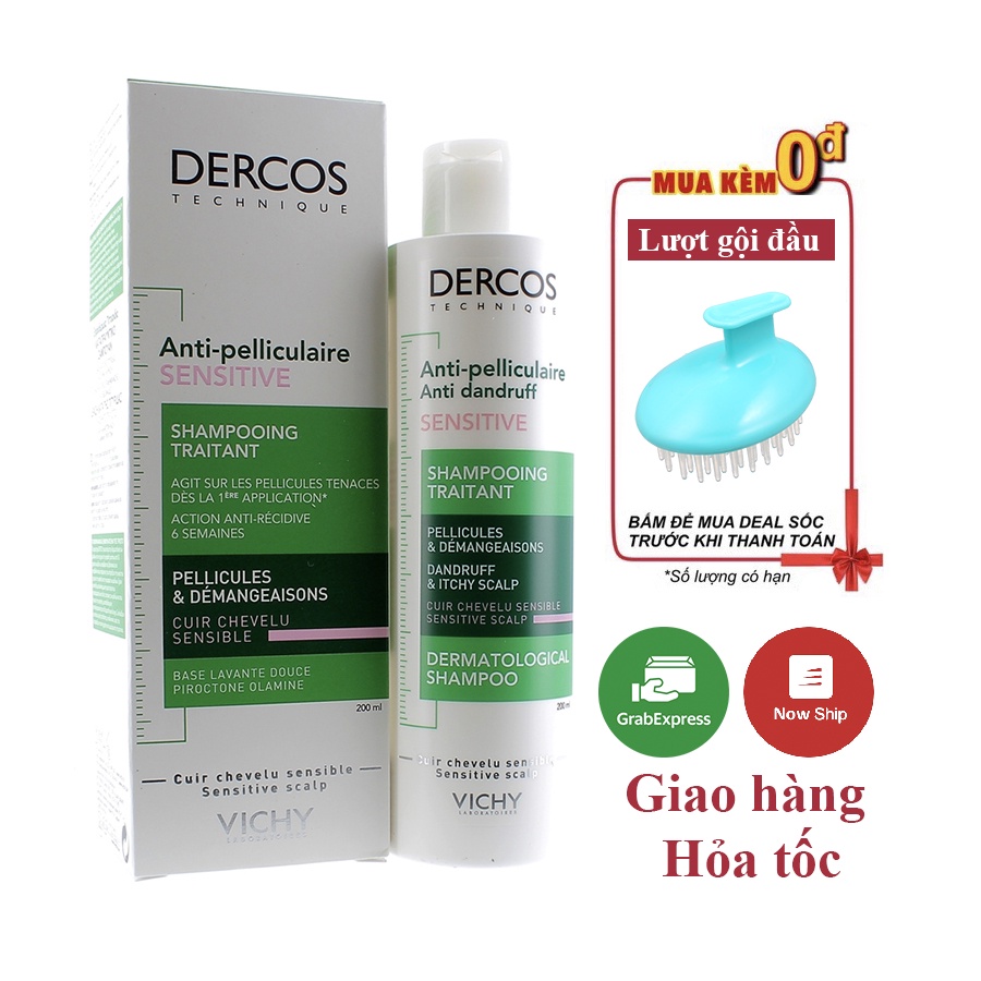 Dầu gội làm giảm gàu dành cho da đầu nhạy cảm Vichy Decos Anti Pelliculaire Traitant 200ml