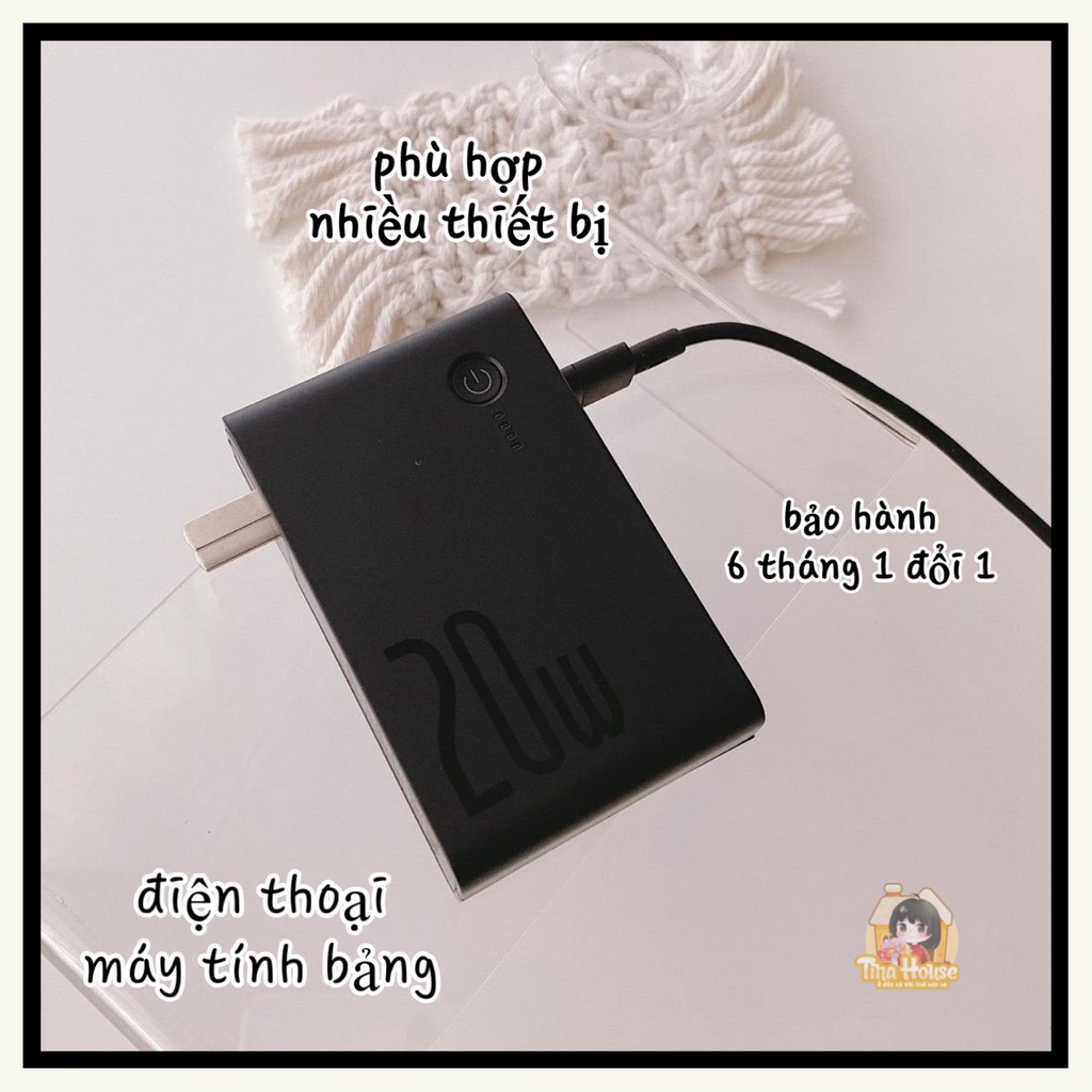 Sạc Dự Phòng Baseus 20W 10000mAh Tích Hợp Chân Sạc 2 Trong 1 Tốc Độ Cao Hiển Thị Màn Hình Led - Bảo Hàng 6 Tháng
