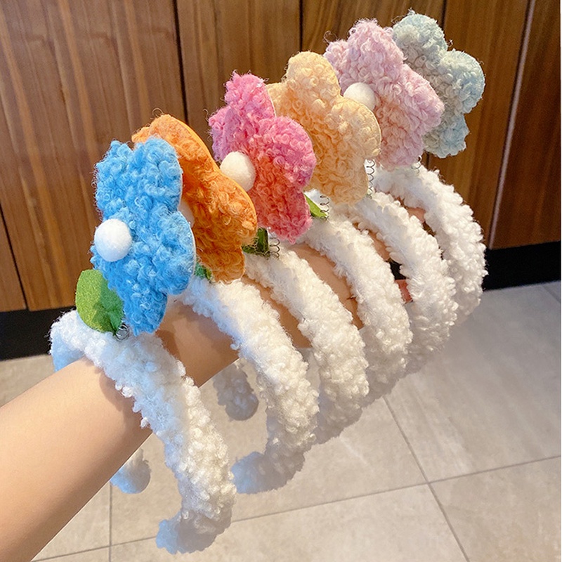 Cài tóc bằng vải lông chống trượt đính hoa đáng yêu phong cách thời trang mùa hè Hàn Quốc dành cho nữ
