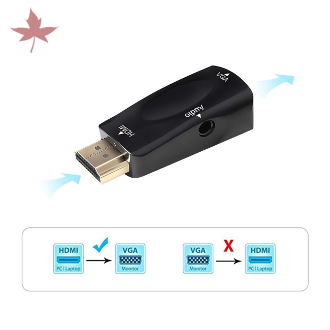 1080P HDMI to VGA Converter Adapter + 3.5 mm Audio Video Jack full HD PC Laptop