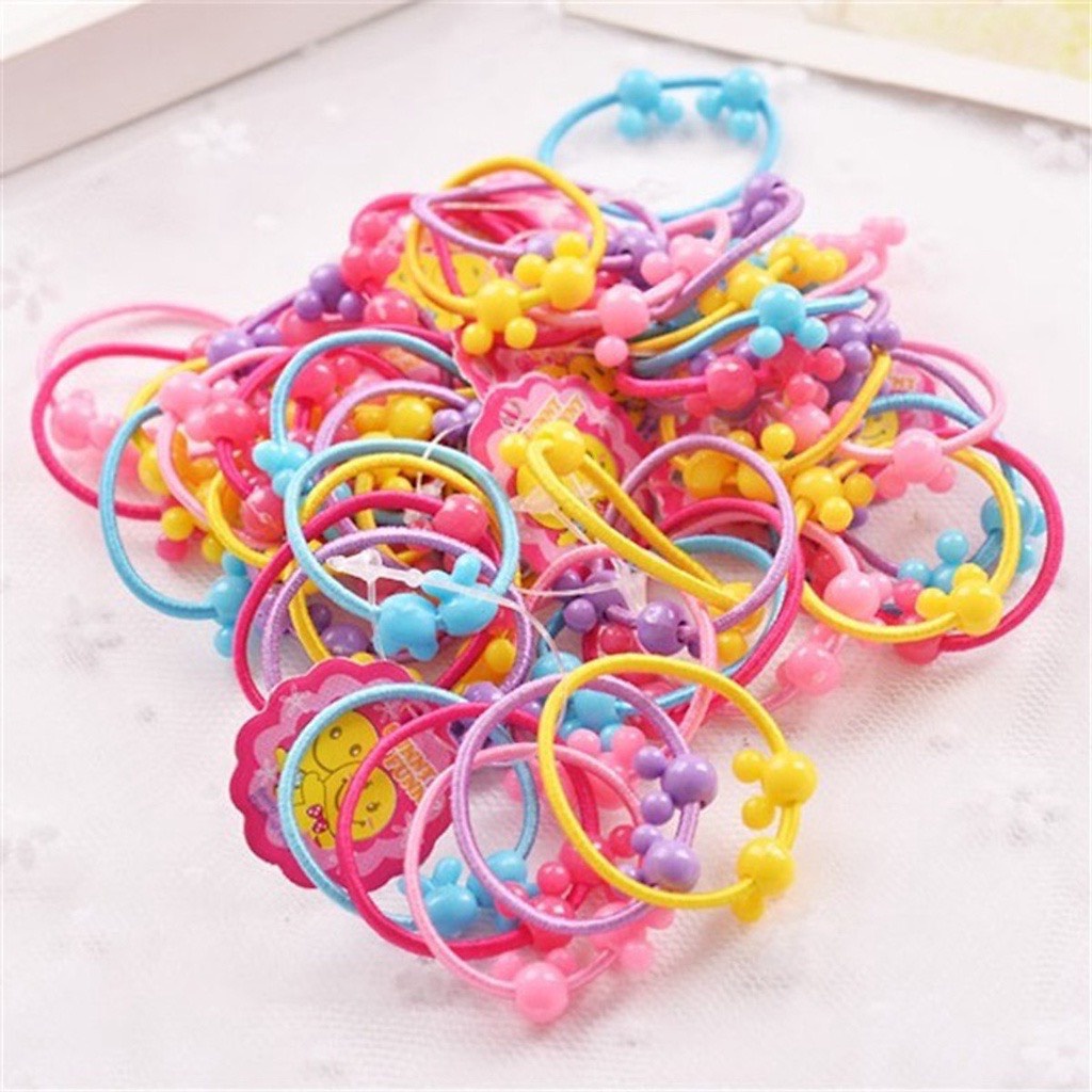 Set 50 Dây buộc tóc chun mềm cho bé, không đau tóc, không cấn tóc cho bé gái không gây khó chịu