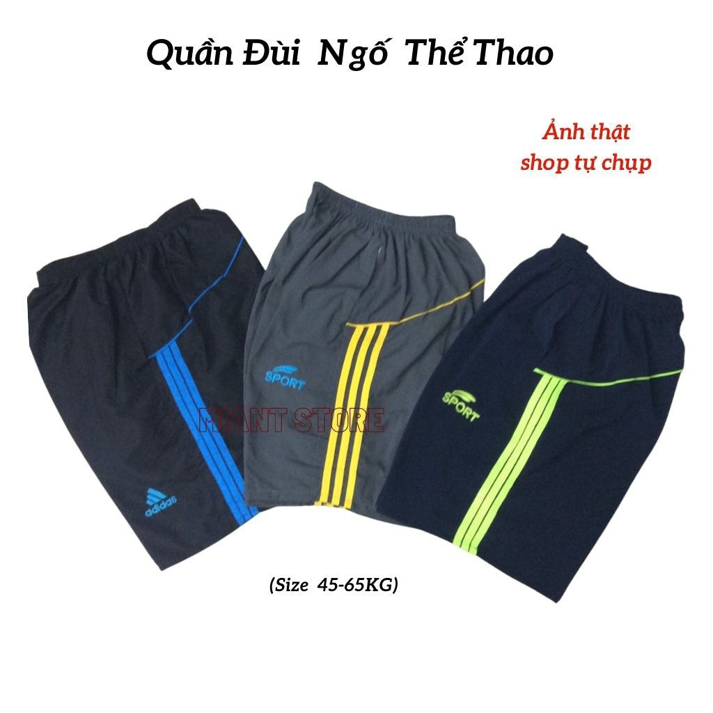 Quần Đùi Nam ❤️FREESHIP❤️ Quần Short Nam, Đùi Ngố Nam Thể Thao Vải Dù Gió Phối 3 Sọc ! *