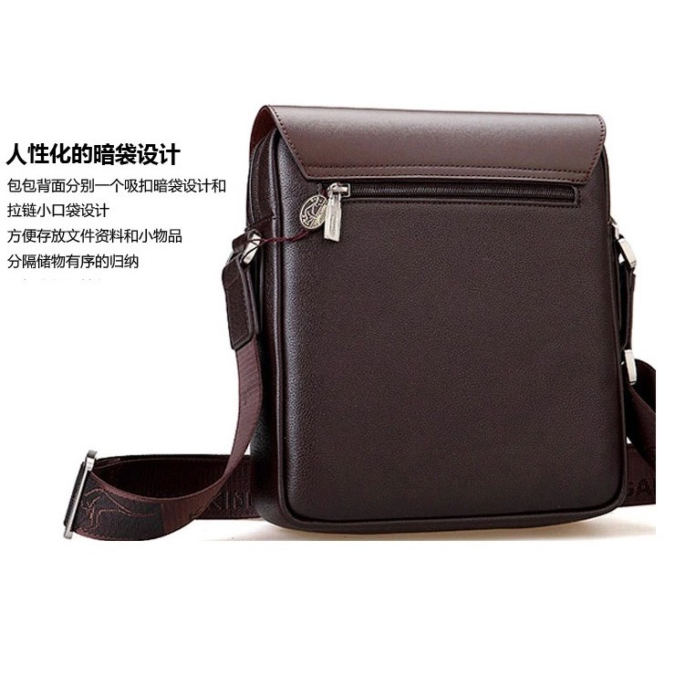 Túi đeo chéo nam da bò KANGAROO. KT: 27x23x7cm (Nâu,Đen) | BigBuy360 - bigbuy360.vn