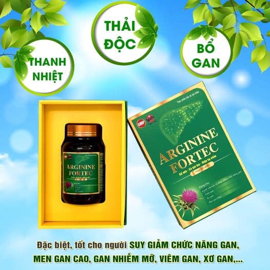 Viên Uống Thanh Nhiệt Mát Gan Giảm Viêm Gan Xơ Gan Men Gan Cao Arginine Fortec Vạn Tam Chính Hãng