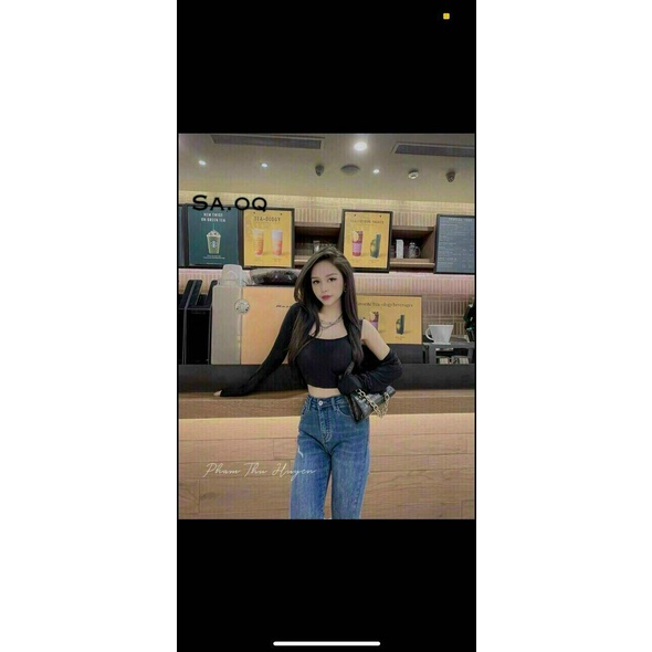 [Miễn phí ship 2022 ] Set áo 2 dây kèm áo khoác cadigan thun gân