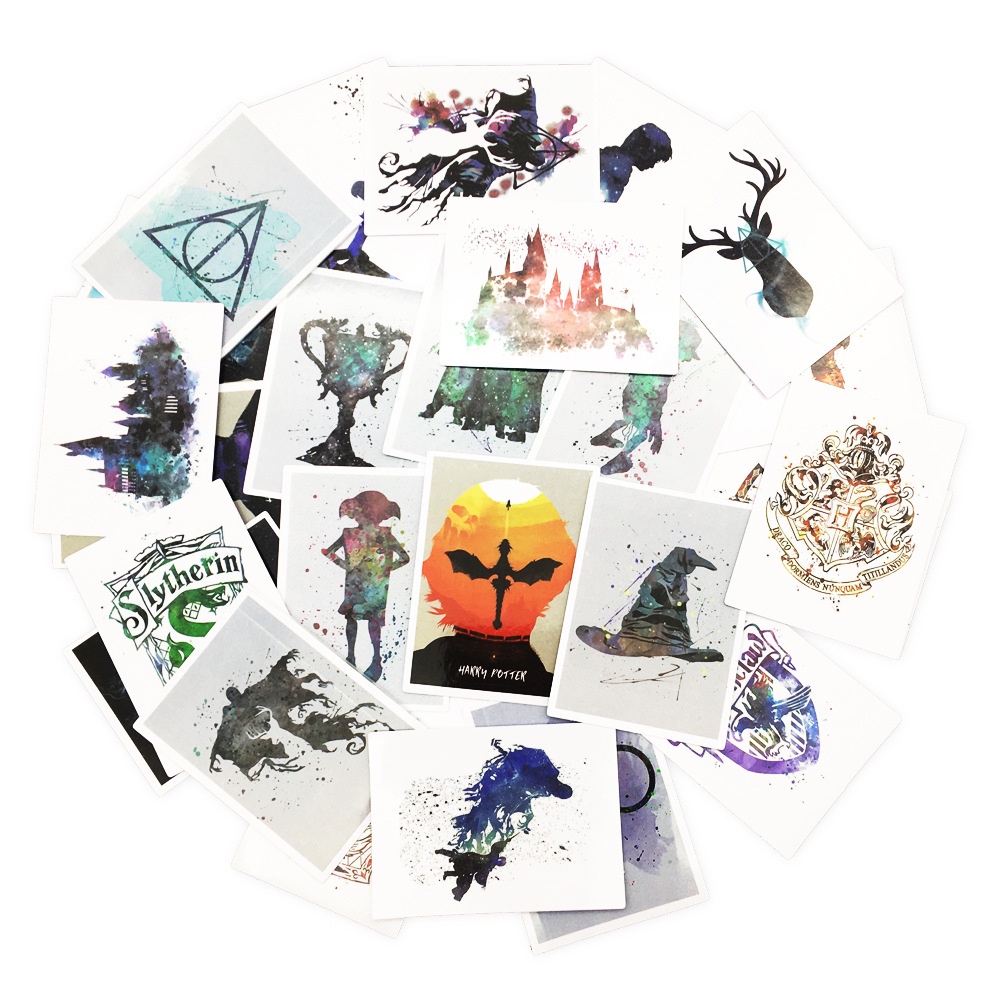 25 miếng dán trang trí phong cách hoạt hình Harry Potter chống nước