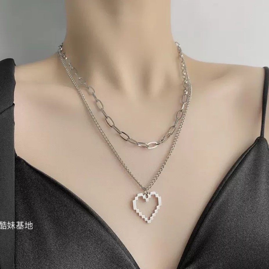 Dây chuyền trái tim 2 lớp thời trang nữ cá tính