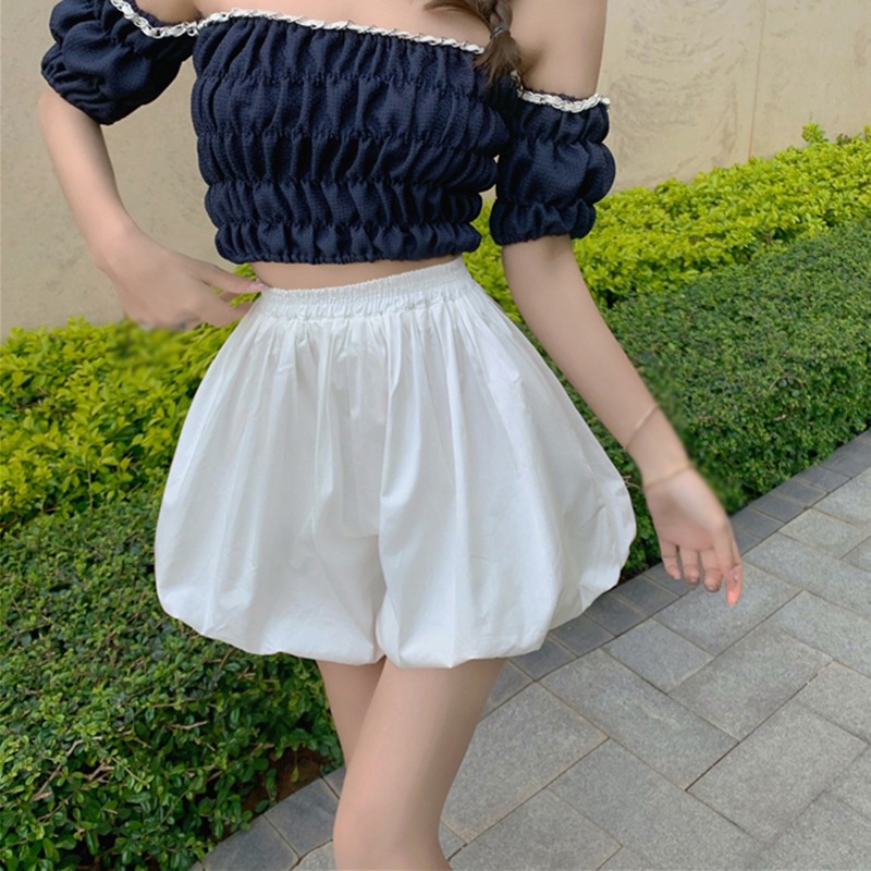 Quần Short Ống Rộng Lưng Thun Phong Cách Hàn Quốc Thời Trang Cho Nữ