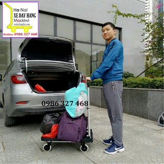 [Gấp gọn- Siêu mỏng- Bỏ cốp oto ] Xe đẩy hàng 4 bánh maxkiwi pt0096b