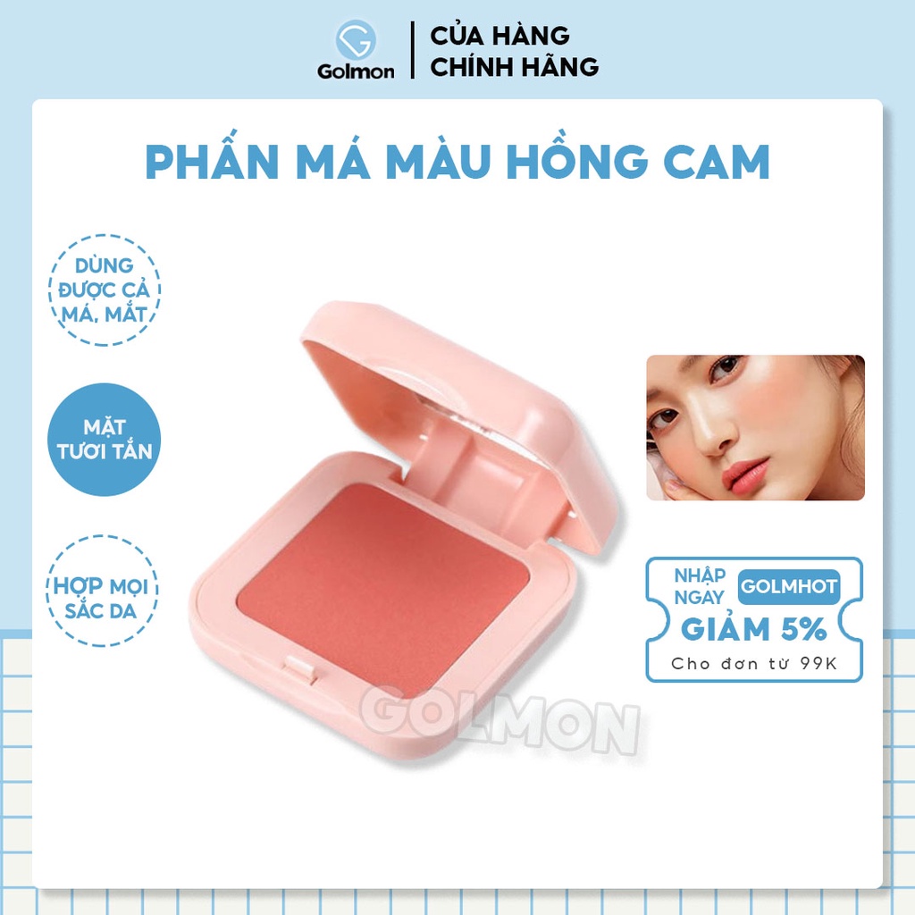 Phấn má  Lameila Gốm Vitality Blush 1 ô màu hồng cam đơn sắc lâu trôi trang điểm siêu xinh phấn mắt phấn má Golmon