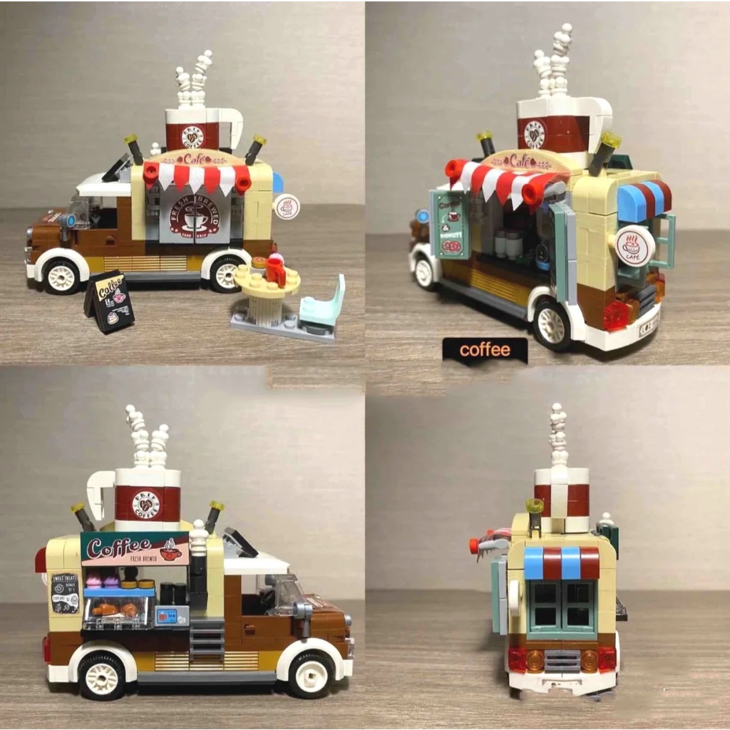 Bộ lắp ráp khối xây dựng building block mini mô hình Coffee truck 1740