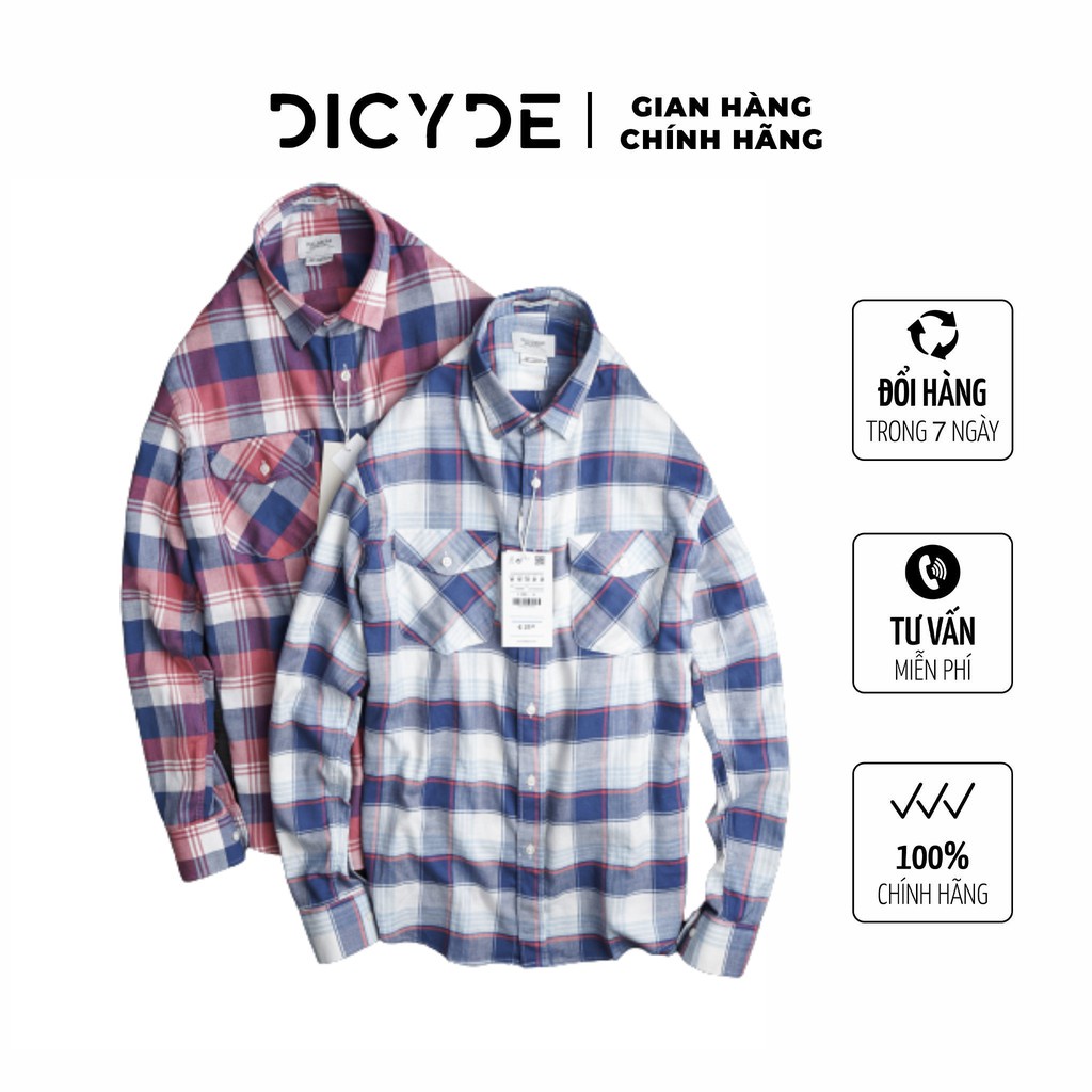 ▦Áo sơ mi kẻ dạ caro khoác ngoài form rộng dài tay DICYDE DSC.113,43 cao cấp