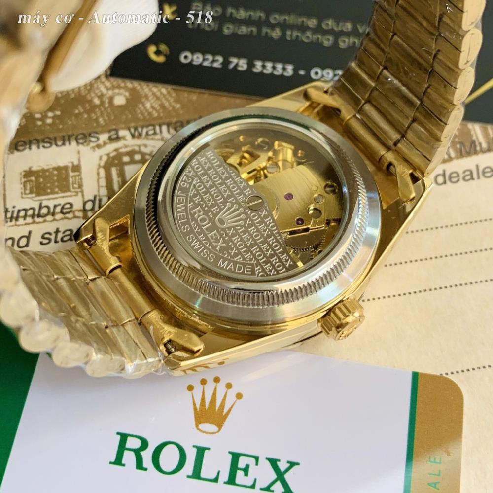 B✻✌[Máy cơ] Đồng hồ nam Ro.colec mạ vàng 18k automatic chống nước lộ cợ DH518 - Shop953