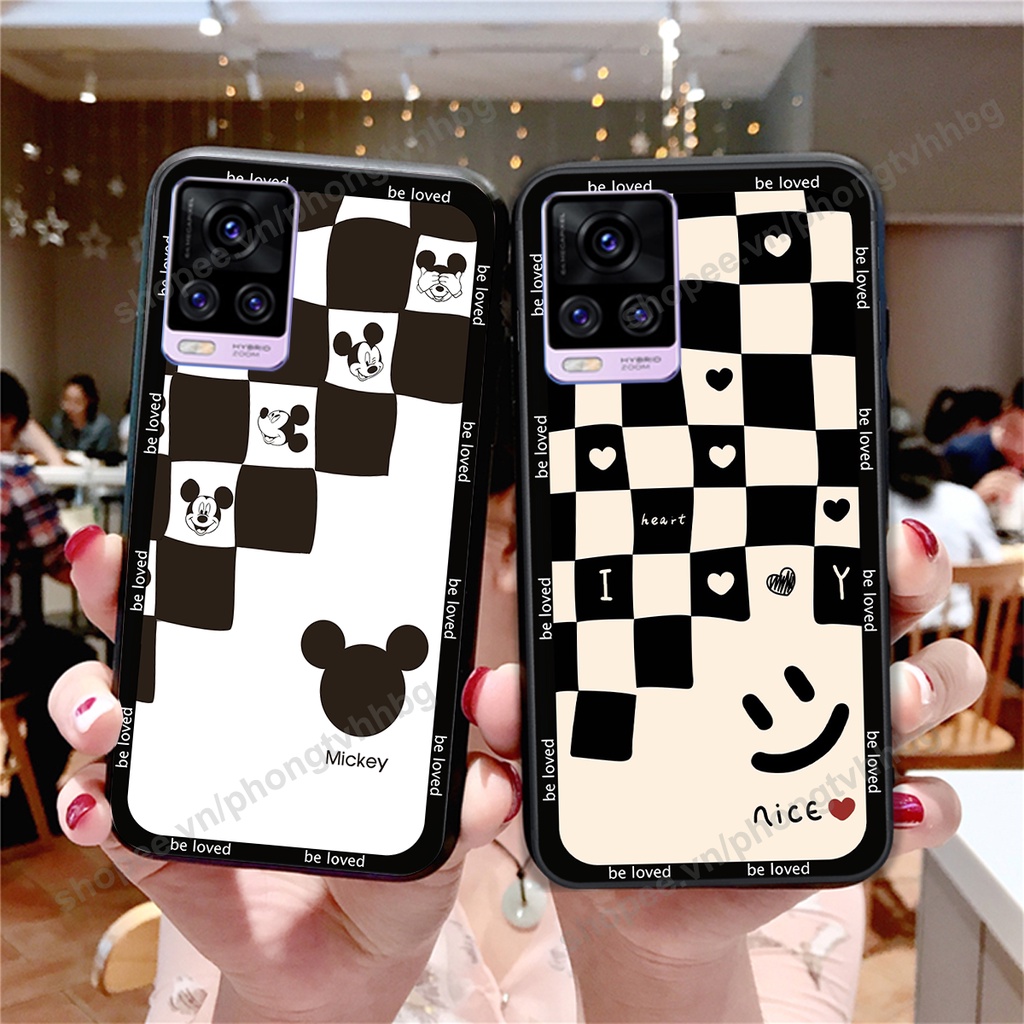 Ốp lưng Vivo V20 in mẫu TRÁI TIM caro, chuột mikey thể thao cực đẹp cute cực bền bỉ