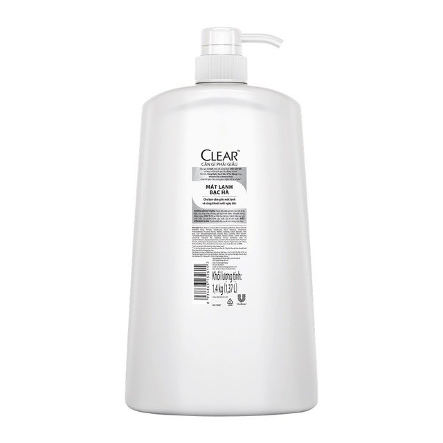 Dầu gội Clear Mát Lạnh Bạc Hà Chai 1.4kg
