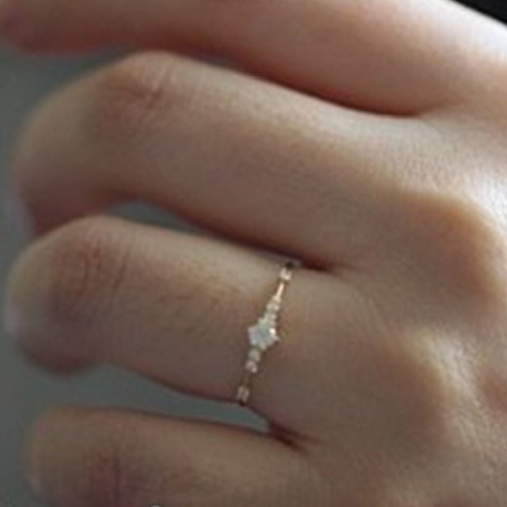 Nhẫn Đính Hôn Đính Đá Nhân Tạo Phong Cách Hàn Quốc Cho Nữ